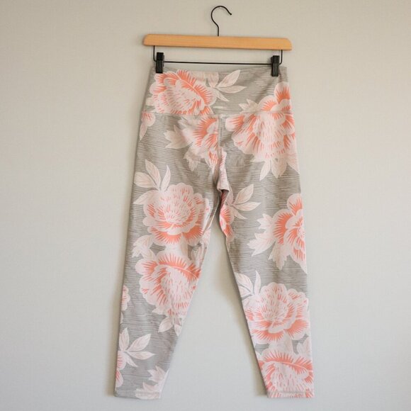 Aerie Women's Large Pink Floral High Rise Athletic Pocket Leggings - Picture 2 of 13